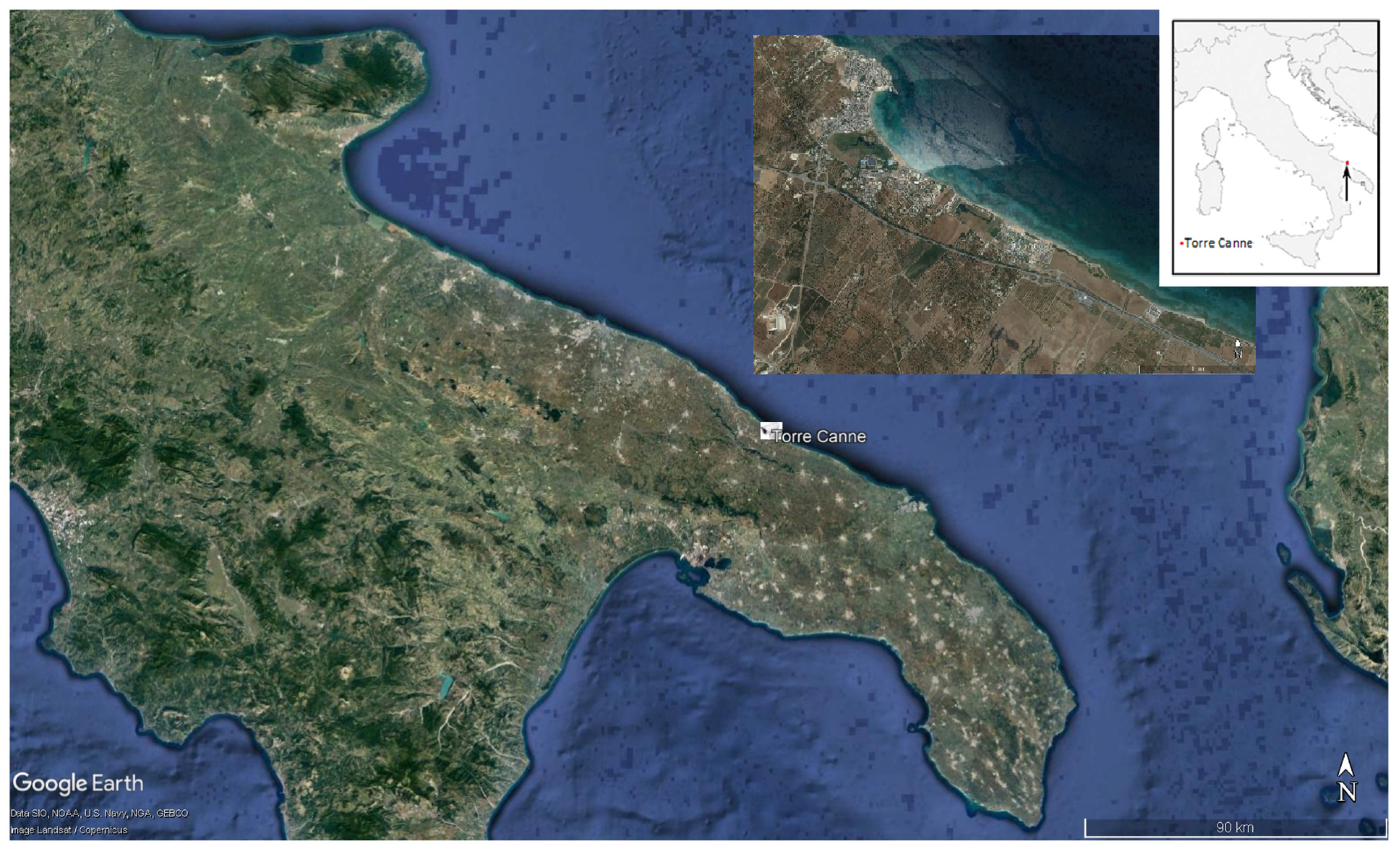Torre Canne location along Apulia region in the southern of Italy